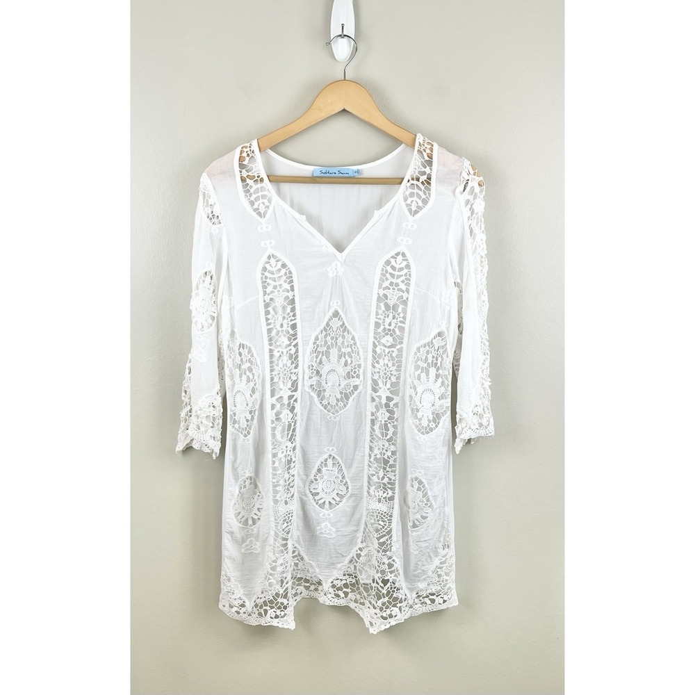Solitaire Swim Women's Cover Up‎ Tunic Crochet Beach Boho Coastal Sz Small